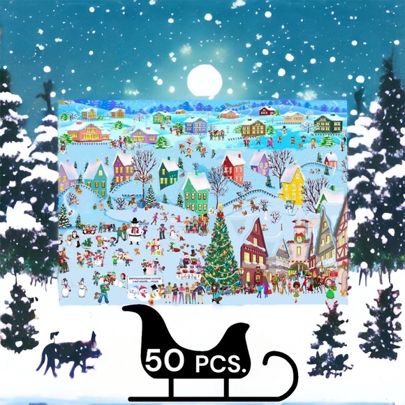 50 10X13 Poly Mailers Christmas Village Snow, Town, Tree and Santa PRICE IS FIRM - Picture 2 of 5